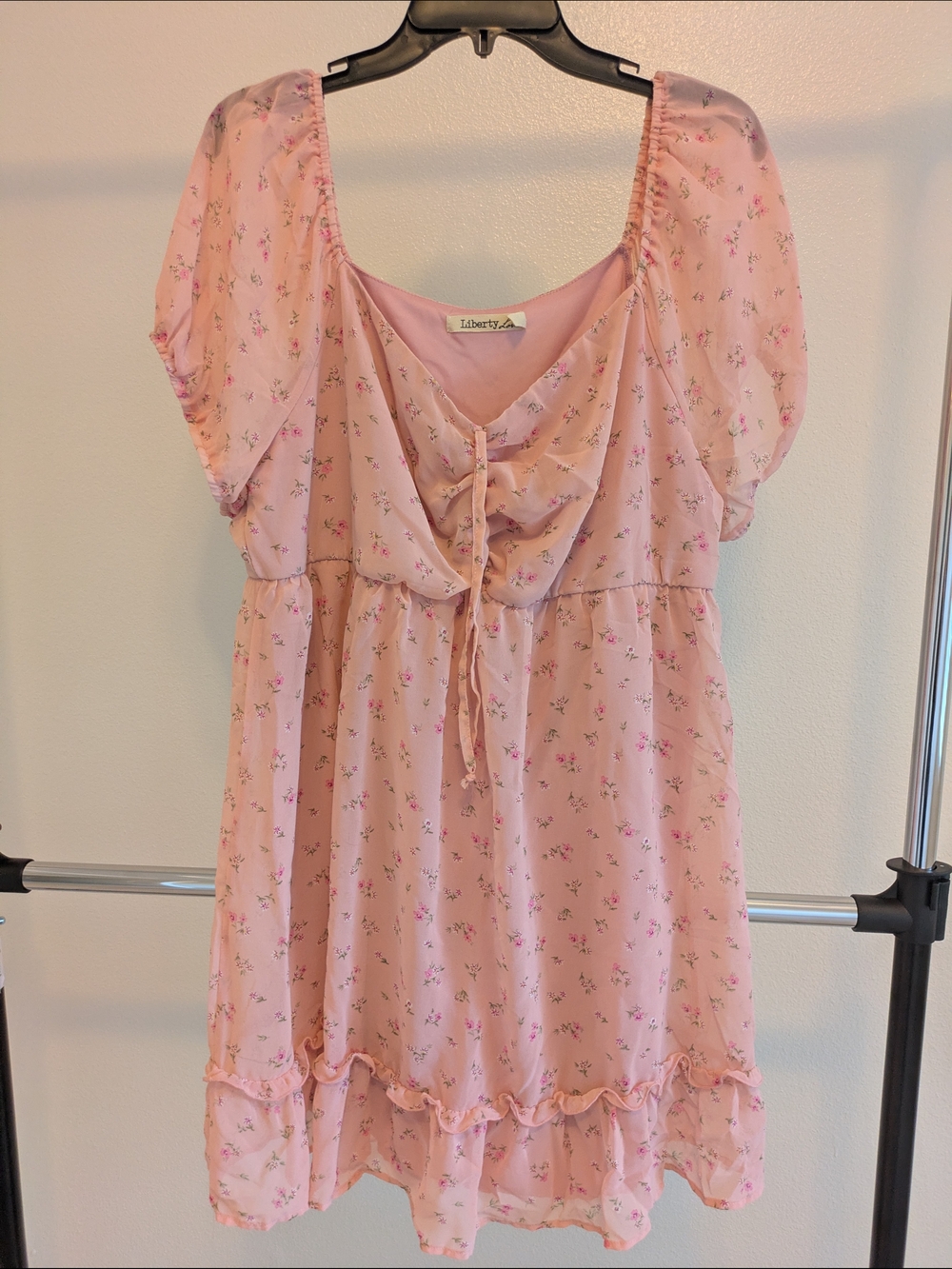 Pink Floral Ruffled Dress